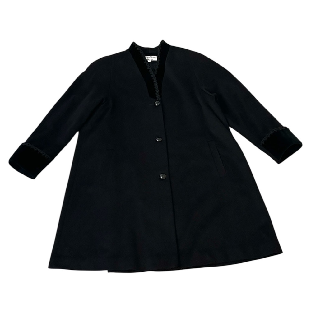 Jonathan Michael Velvet Trim Wool Nylon Black Coat Women’s Size 8 - Picture 15 of 17
